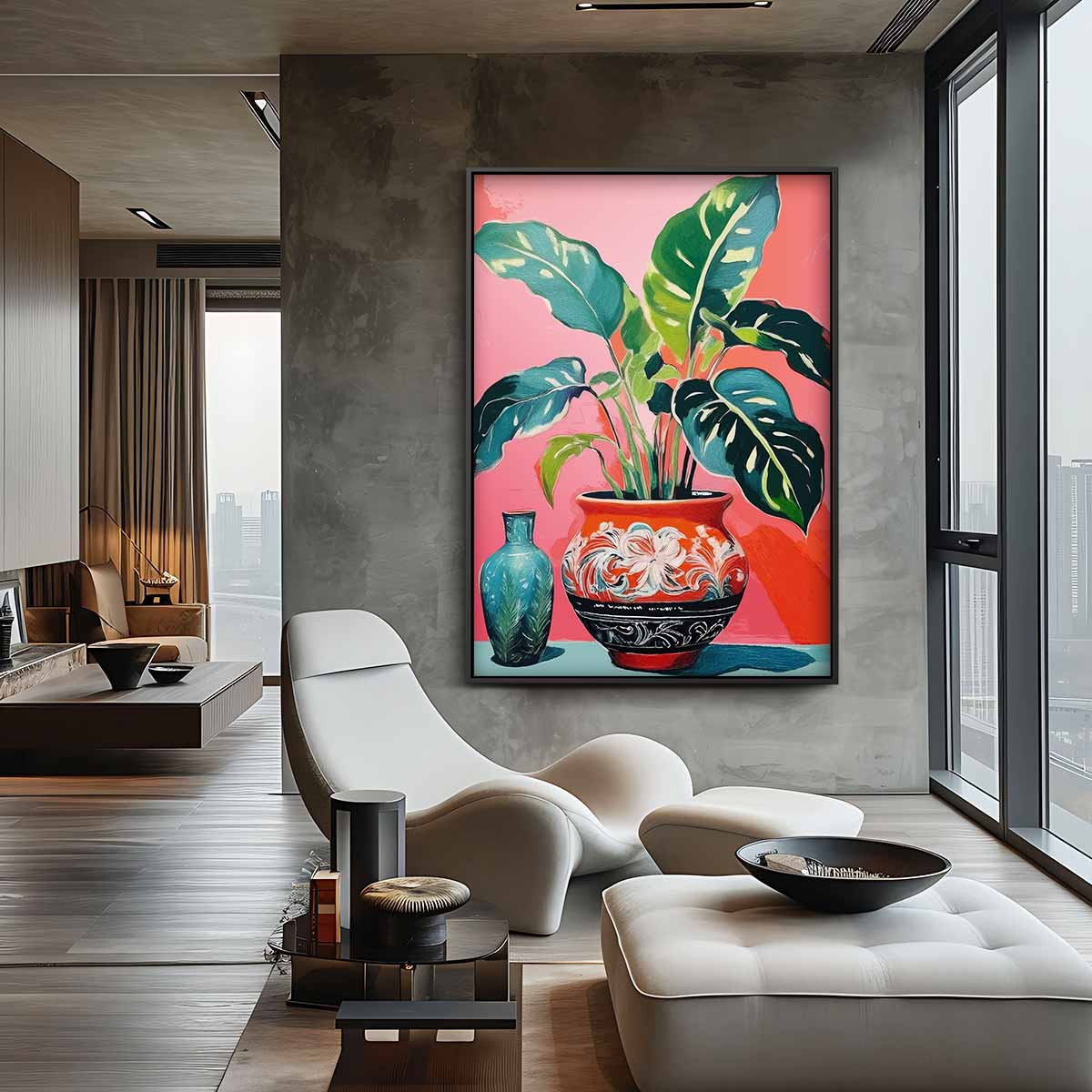 Tropische Botanische Schildering – canvas kunstwerk als wanddecoratie
