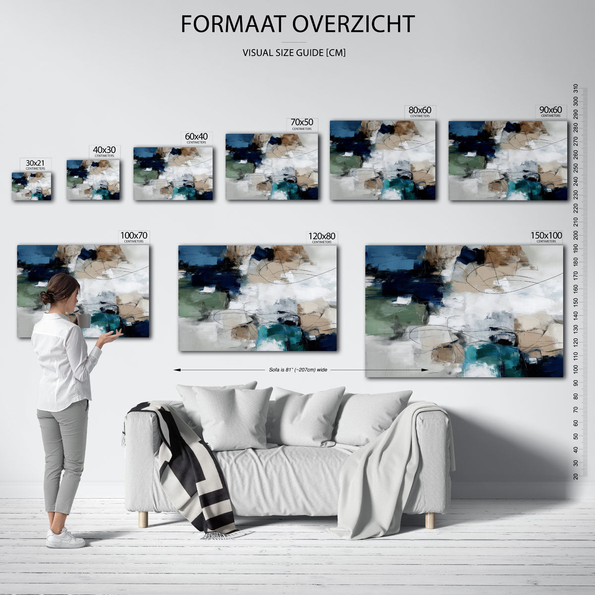 Abstracte vormen – liggende muurposter met abstracte vormen