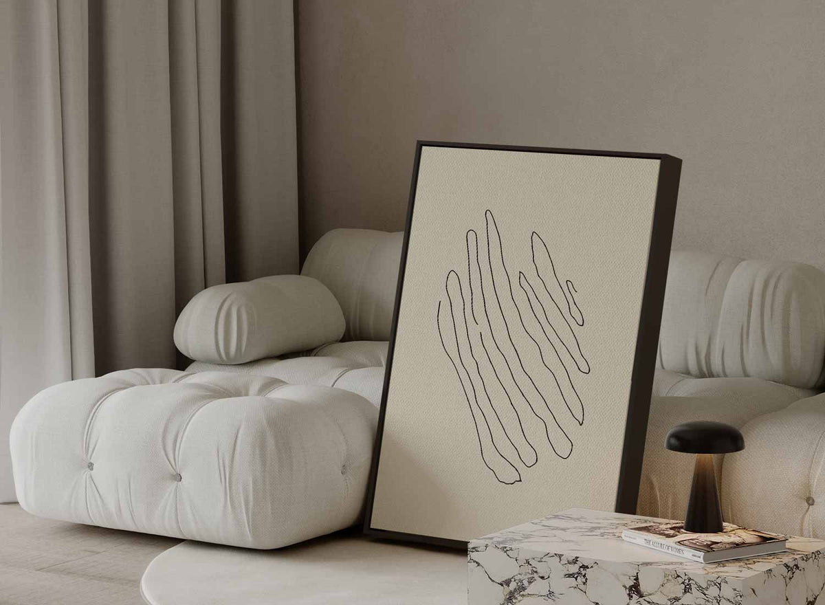 Golvende Lijnen Minimalistische Kunst – staande wandkunst voor woonkamer of interieur