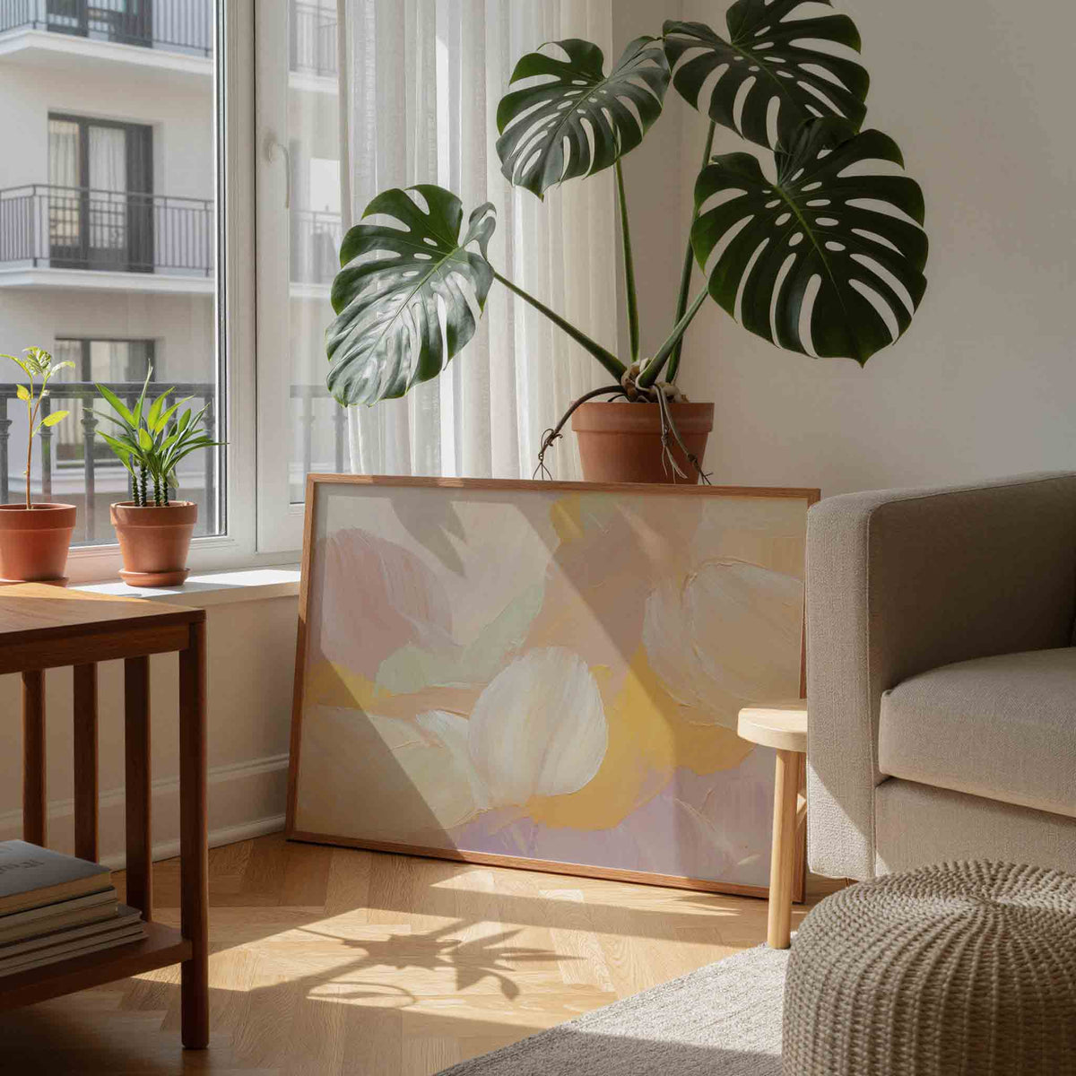 Abstracte penseelstreken – schilderkunst als moderne landscape poster