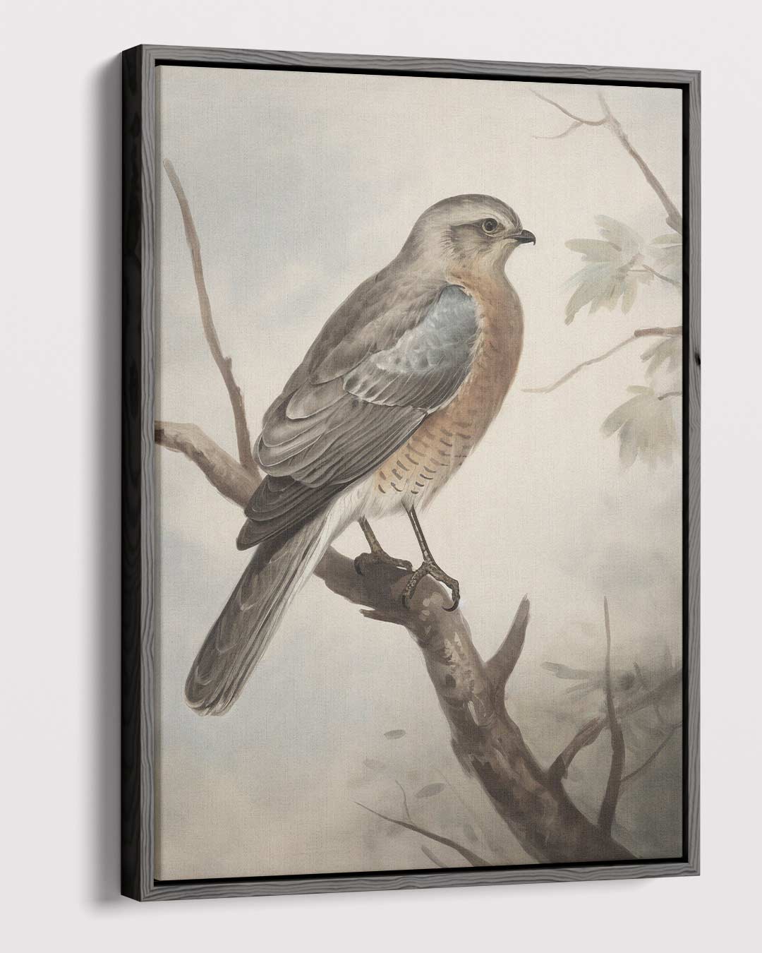 Vogelschilderij op tak – dibond kunstwerk als wanddecoratie