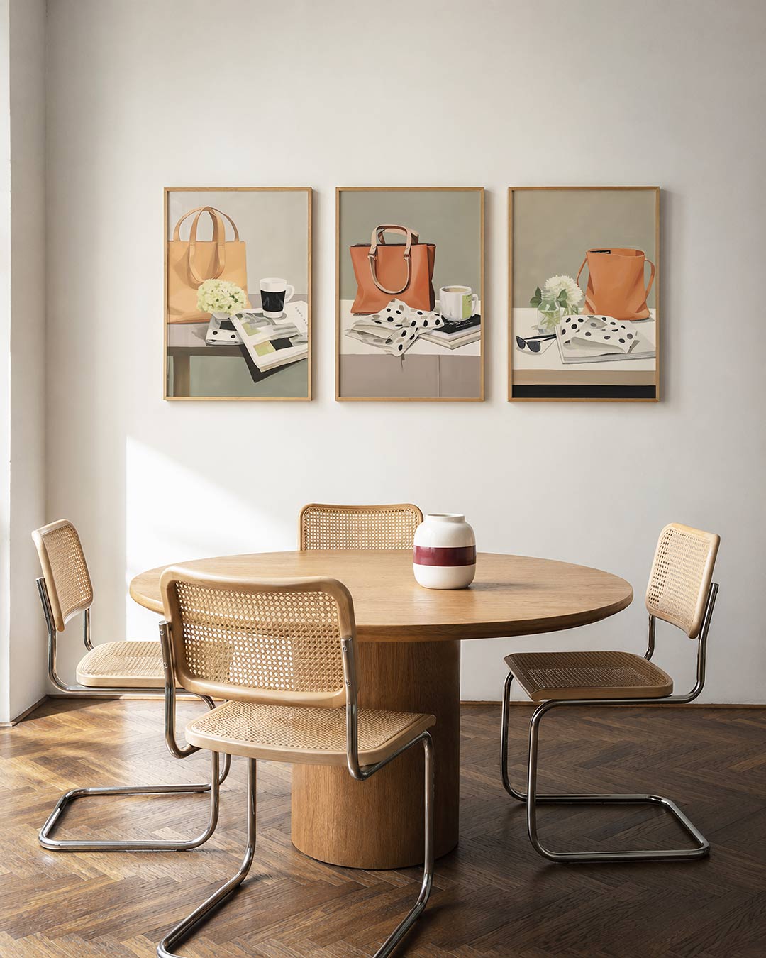 Tafelsetting harmonie – driedelige posterset in interieur