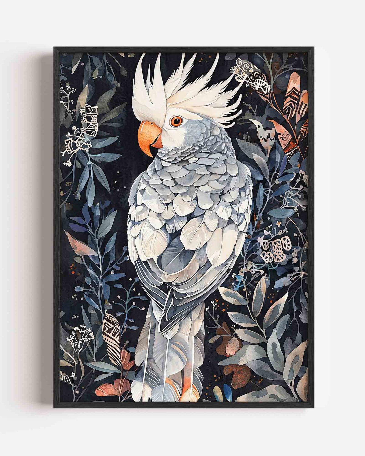 Papegaai en bladeren – dieren portret poster als wanddecoratie