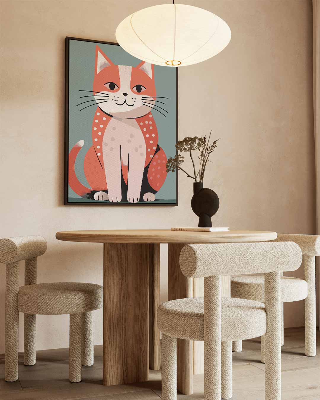 Vrolijke Kat Illustratie – staand kunstwerk voor modern interieur