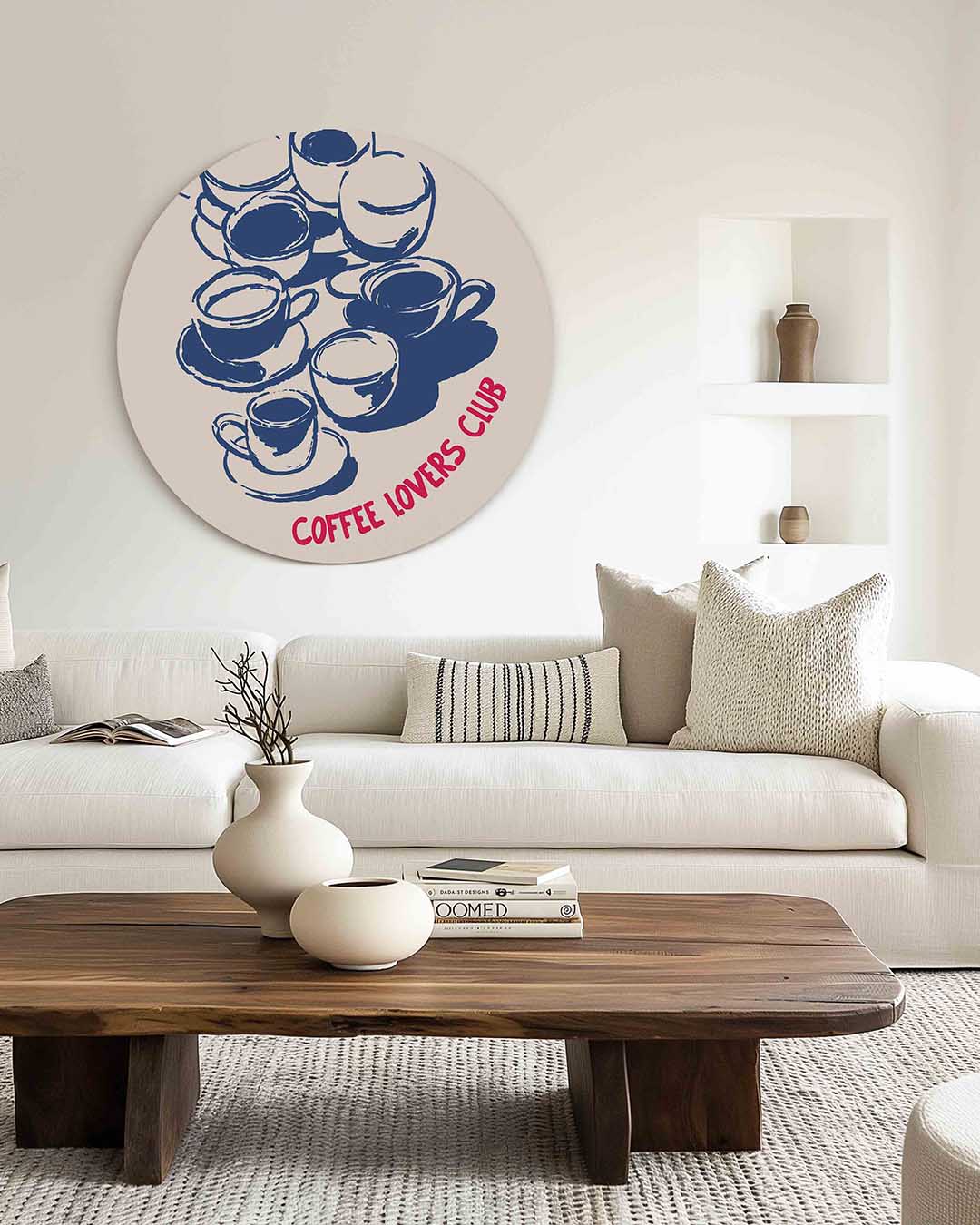 Koffiekopjes – muurcirkel met kleur en vormen voor aan de muur