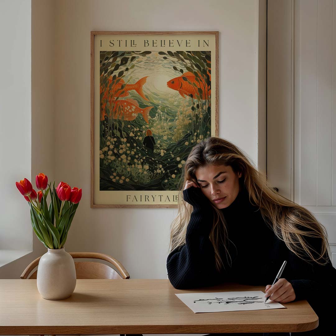 Dromerige Sprookjeswereld – staande muurposter met tekst en typografie