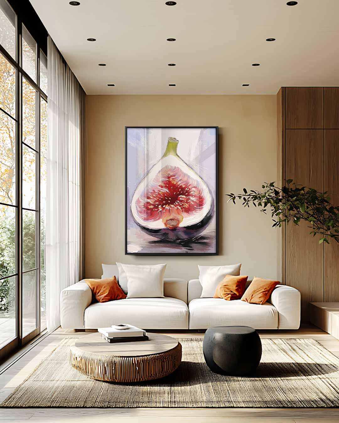 Vibrant Vijgenschilderij – plexiglas wanddecoratie in portret formaat