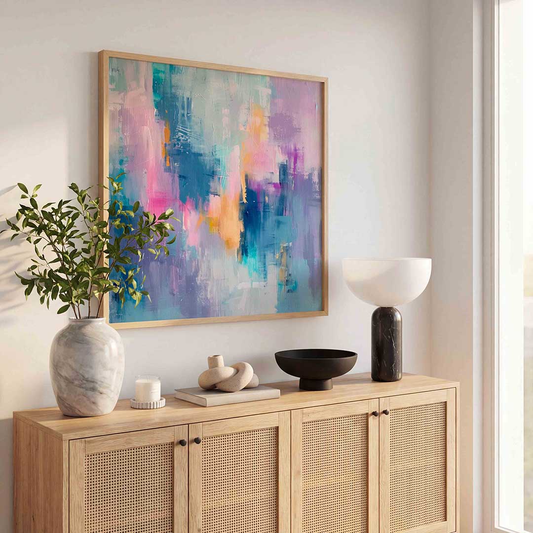 Abstracte kleurencompositie – illustratie poster in vierkant formaat