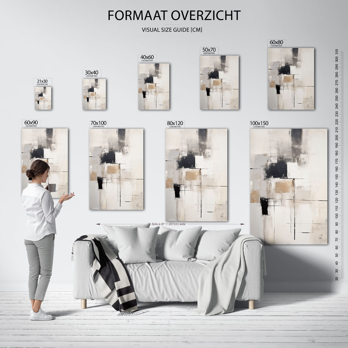 Abstracte lijnen – staande muurposter met zachte abstracte vormen