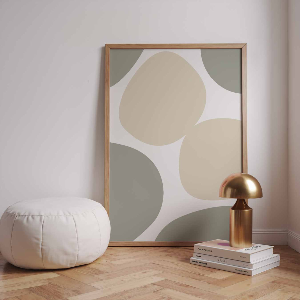 Rustgevende Abstracte Vormen – staande kleurrijke abstracte wanddecoratie van WallArtistic