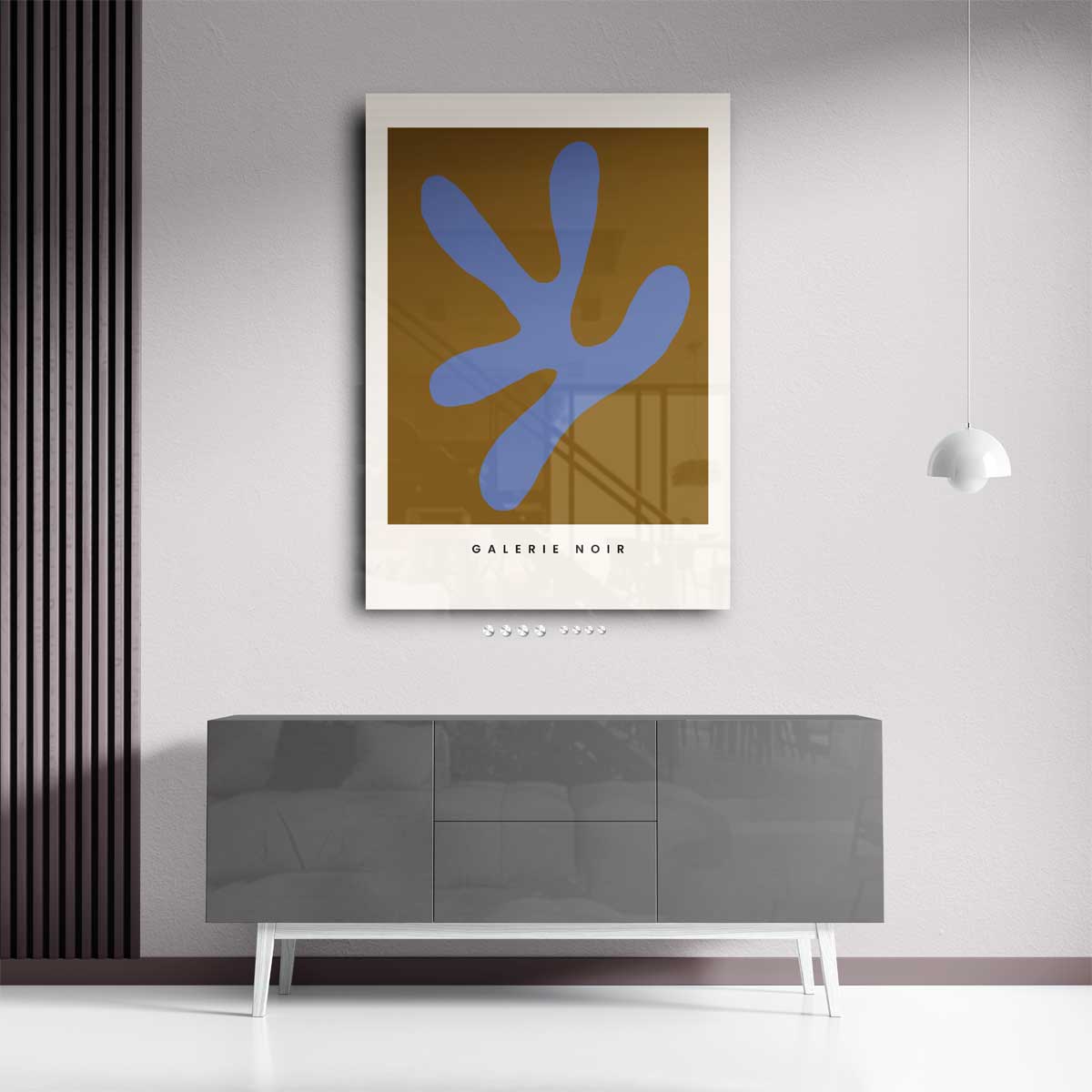Abstracte Expressie in Blauw en Bruin – portret kunstwerk als wanddecoratie, afbeelding 13
