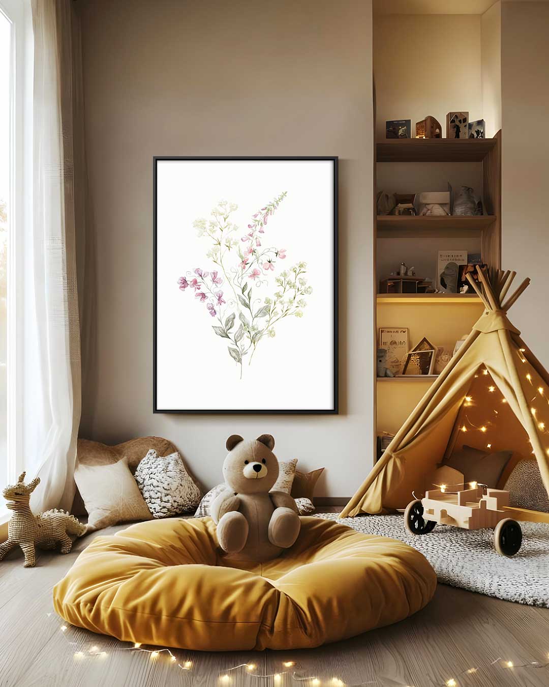 Aquarel Bloemenpracht – staand kunstwerk voor modern interieur