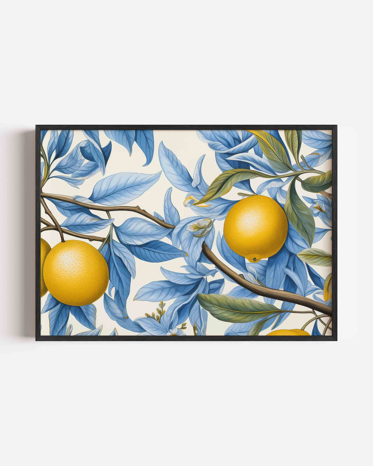 Citroenen en blauwe bladeren – keuken landscape poster als wanddecoratie
