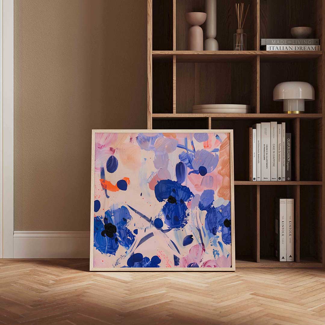 Abstracte bloemen – vierkante design wanddecoratie van WallArtistic