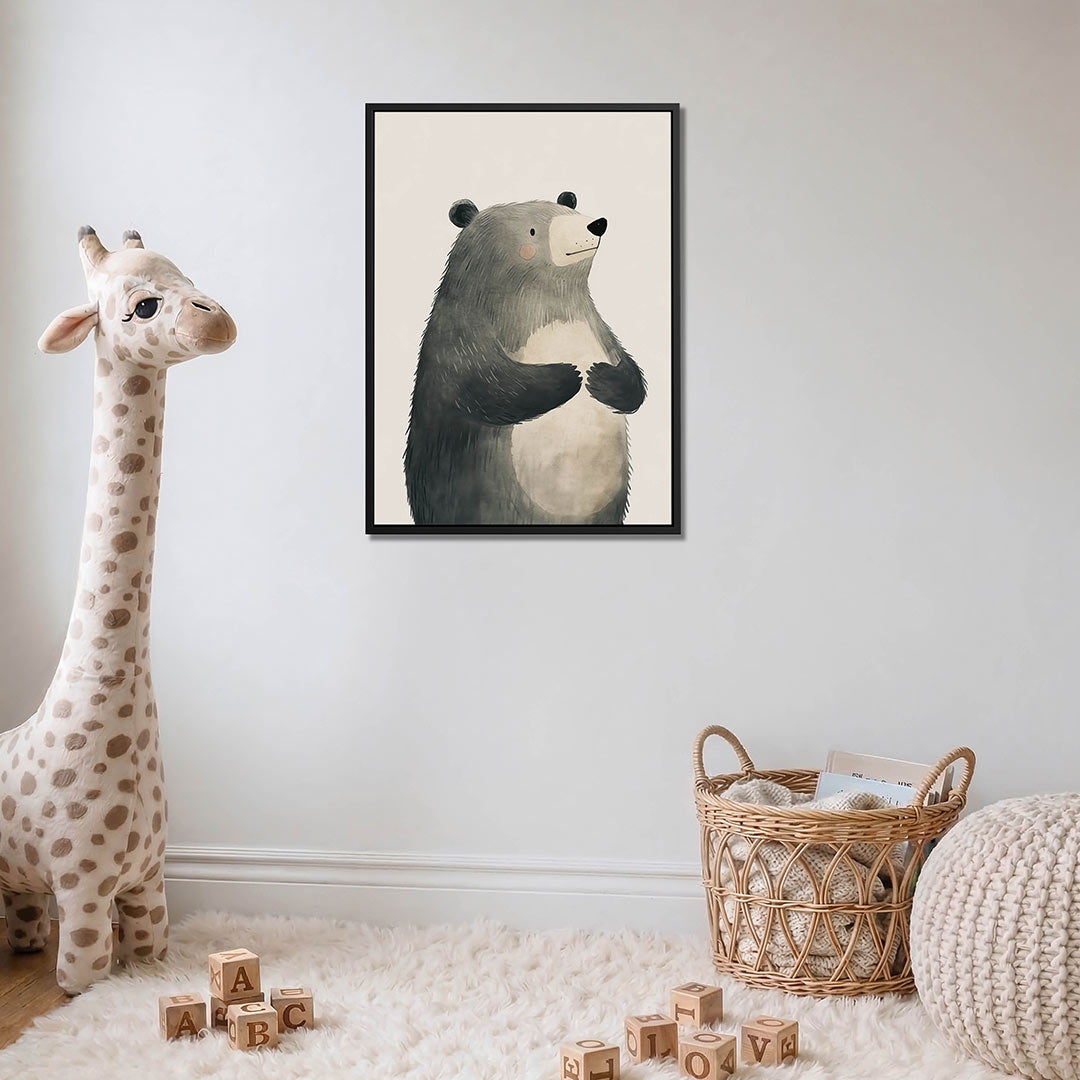 Vriendelijke beer illustratie – moderne staande wandkunst