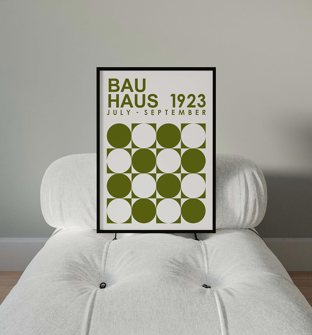 Cirkelpatroon en tekst – moderne Bauhaus wandkunst als poster