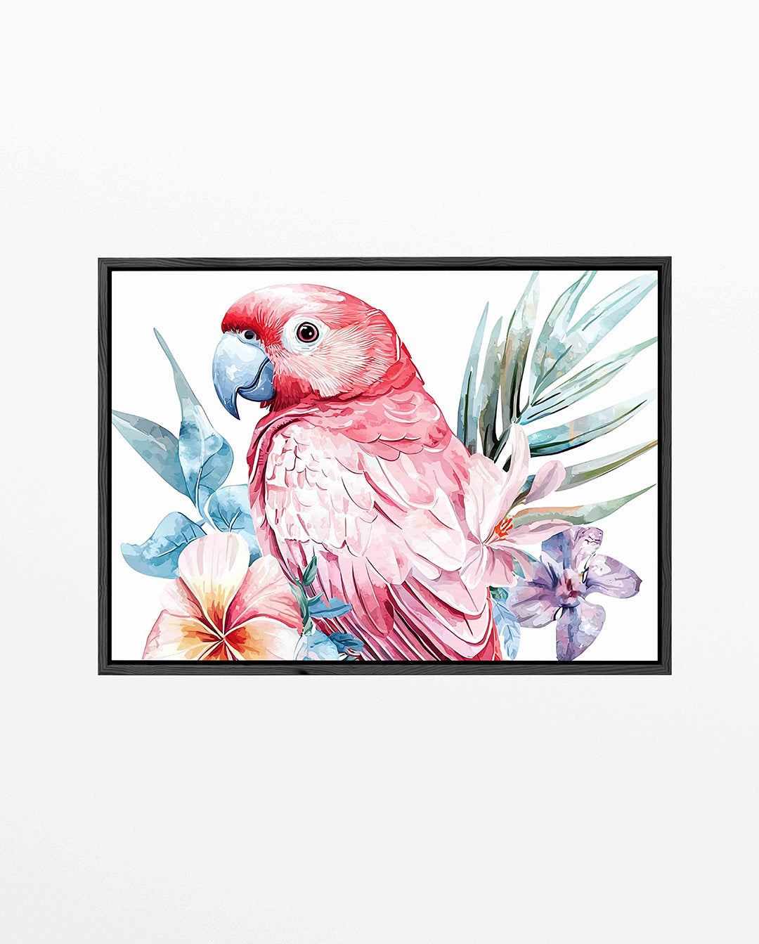 Papegaai met bloemen – liggend dieren kunstwerk