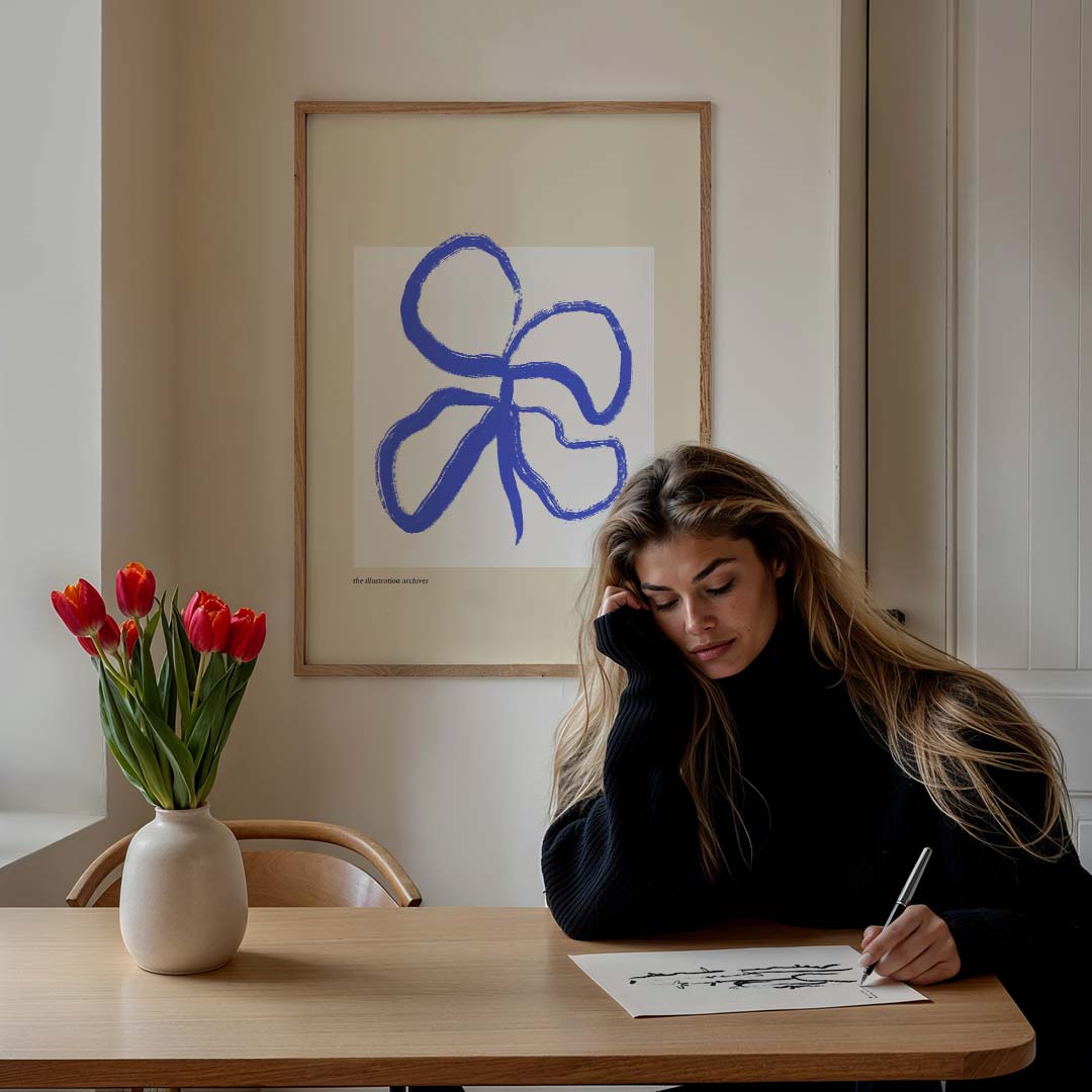 Moderne Bloemillustratie – bloemen poster in staand formaat