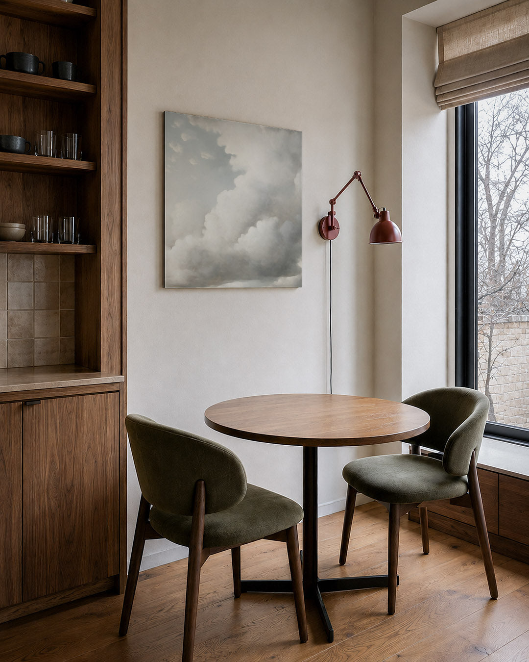 Dromerige wolkenlucht kunstwerk – derde productweergave – dit werk toont een wolkenlucht met zachte overgangen tussen wit en