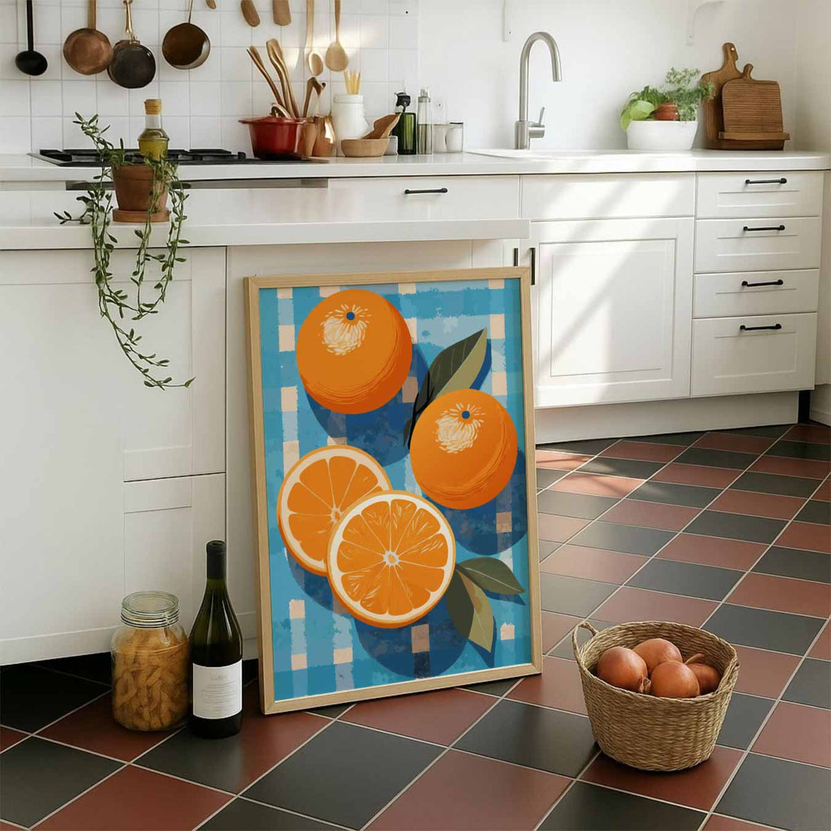 Verfrissende Sinaasappel – staande muurposter voor keuken of eethoek