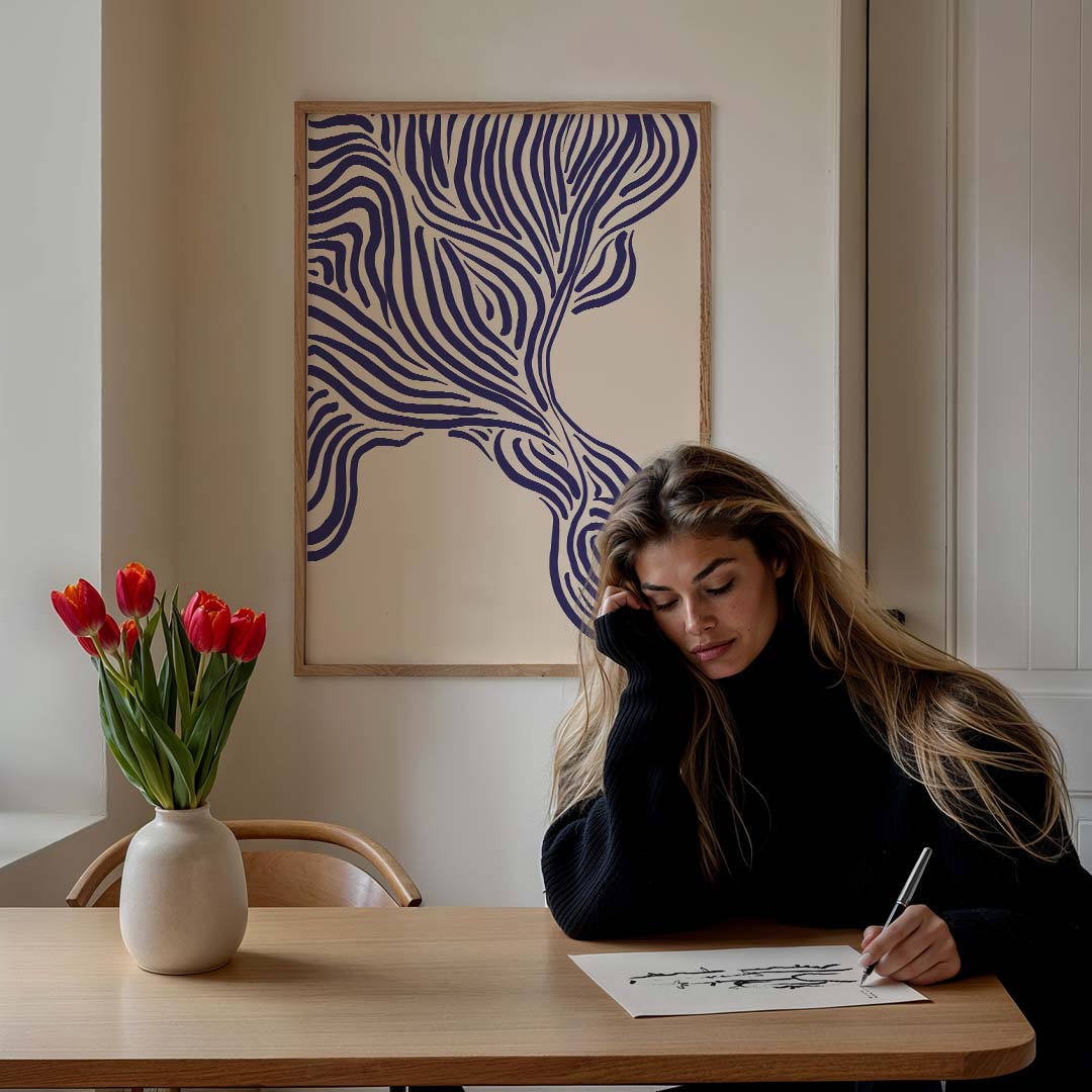 Organisch Lijnenpatroon – staande muurposter met abstracte vormen