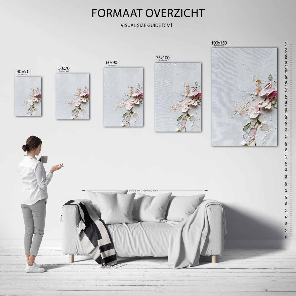 Bloemrijke textuur – staand wanddecoratie kunstwerk