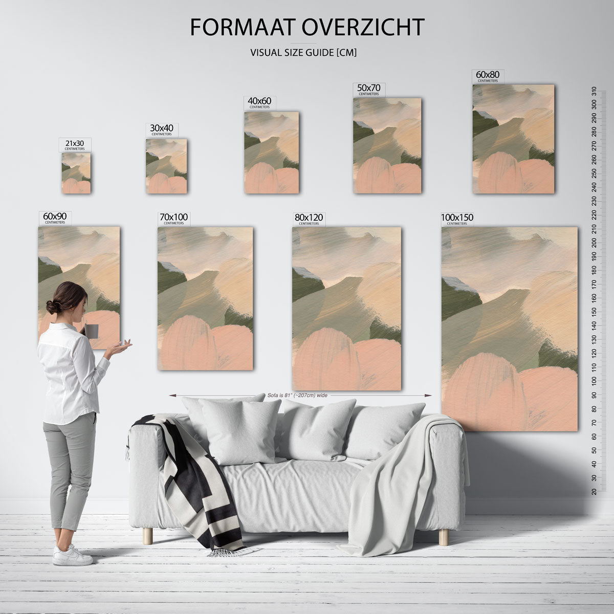 Abstracte penseelstreken – staande muurposter met artistieke uitstraling