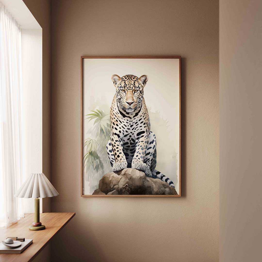 Luipaard op rots – staande jungle wanddecoratie van WallArtistic