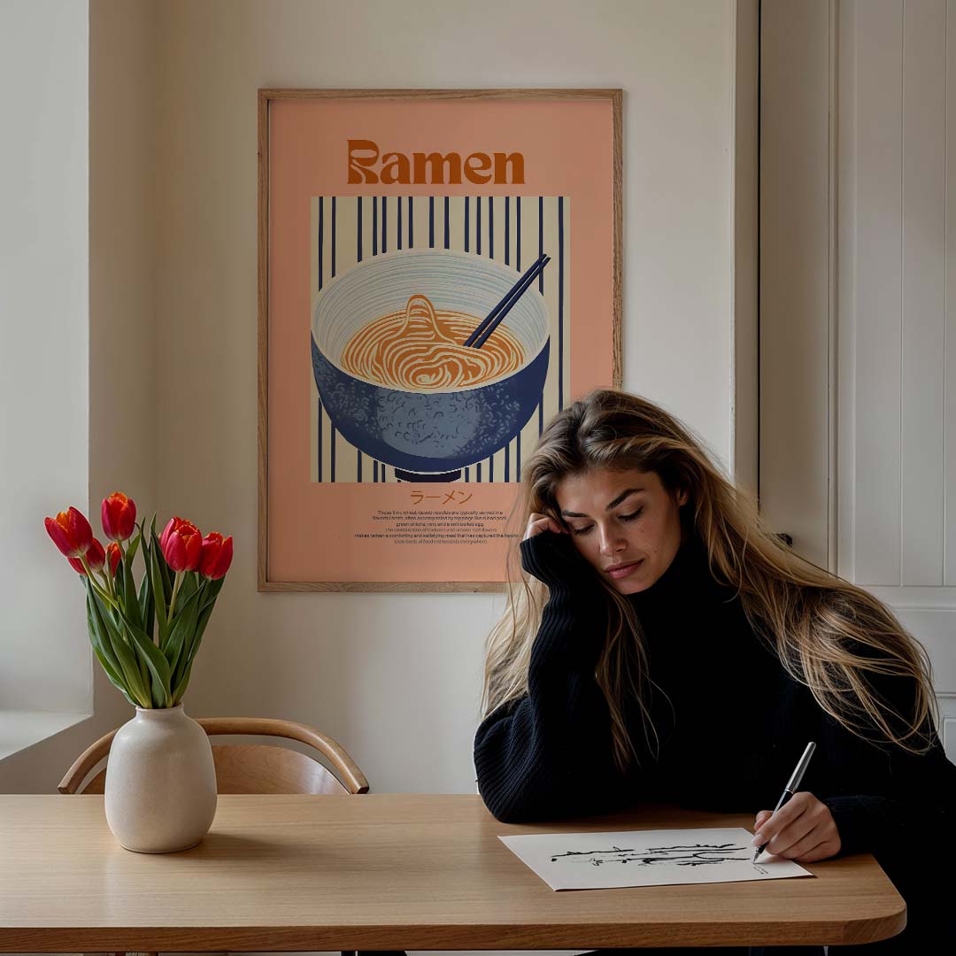 Retro Ramen – culinaire wandkunst als portret poster