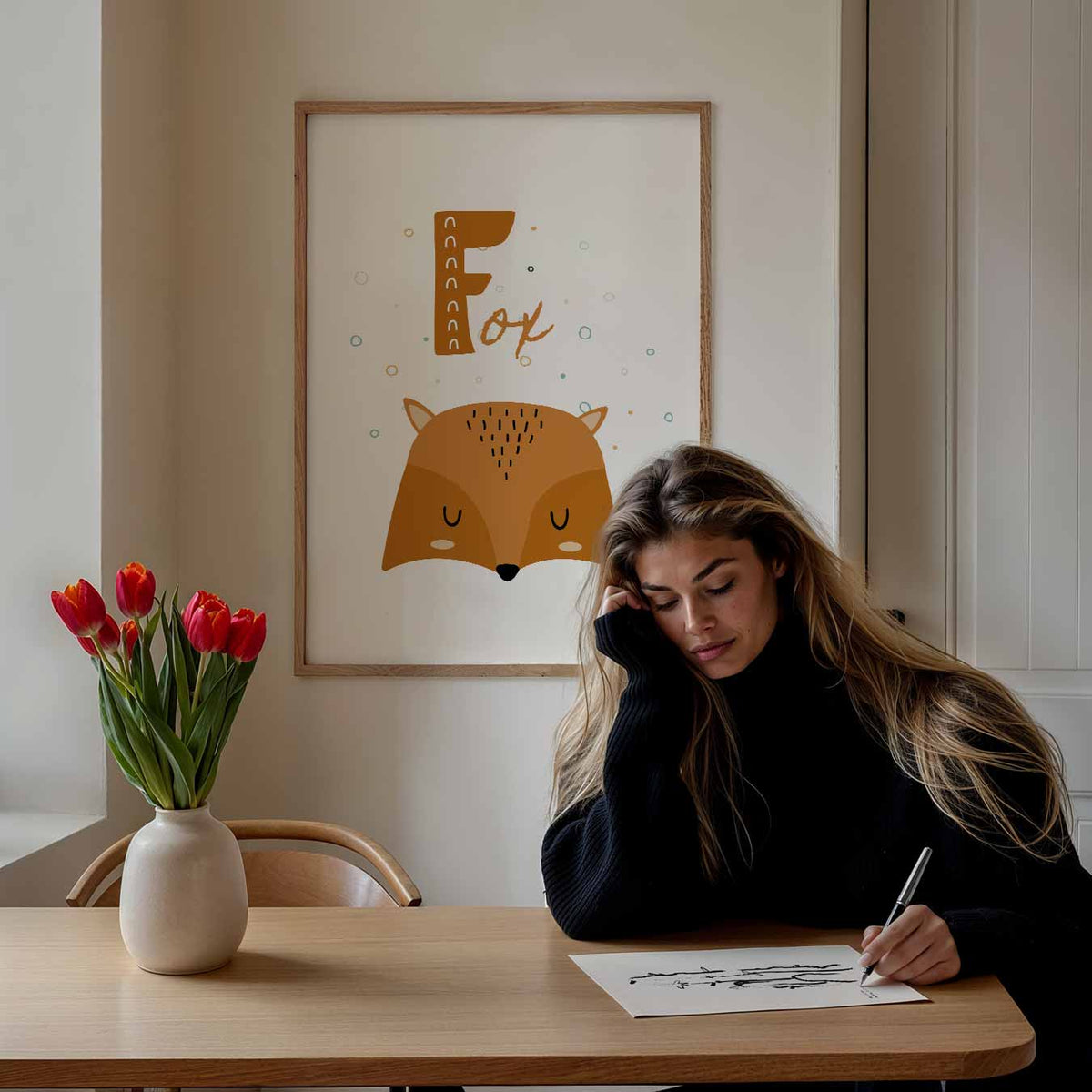 Dromerige Vos Kinderkamer – staande muurposter voor de kinderkamer
