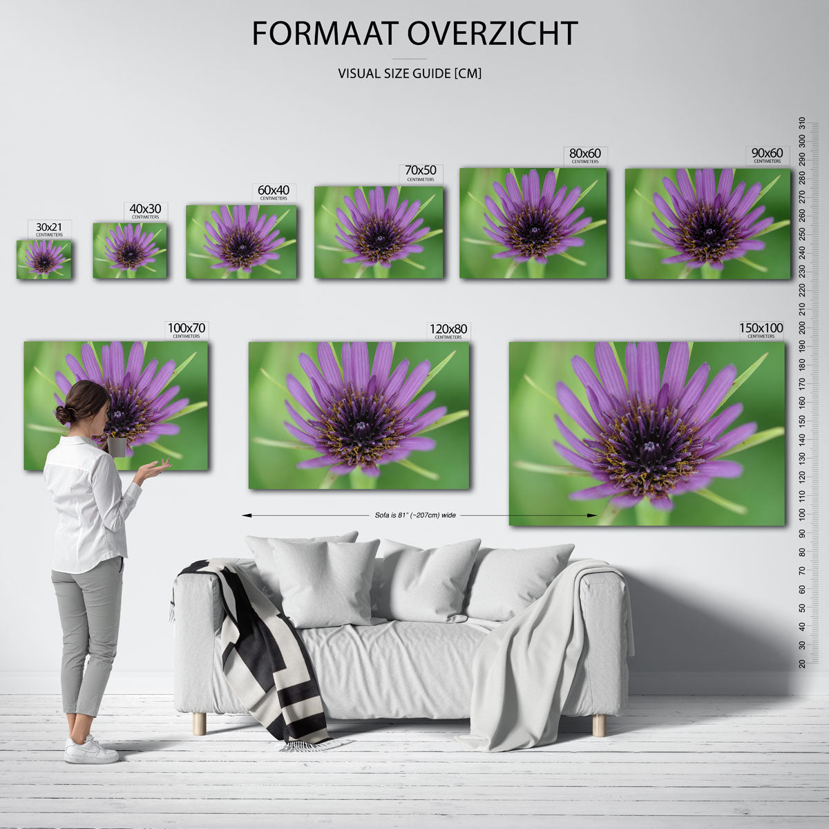 Paarse bloem close up poster – sfeerbeeld – deze poster toont een gedetailleerde close-up van een paarse bloem met delicate