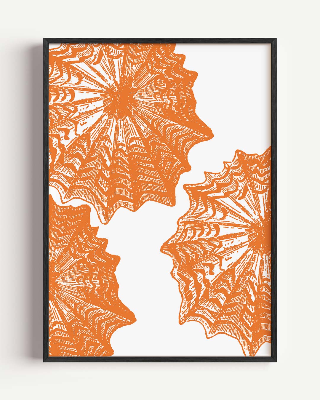 Stijlvolle Oranje Botanische Print – zeedieren portret poster als wanddecoratie