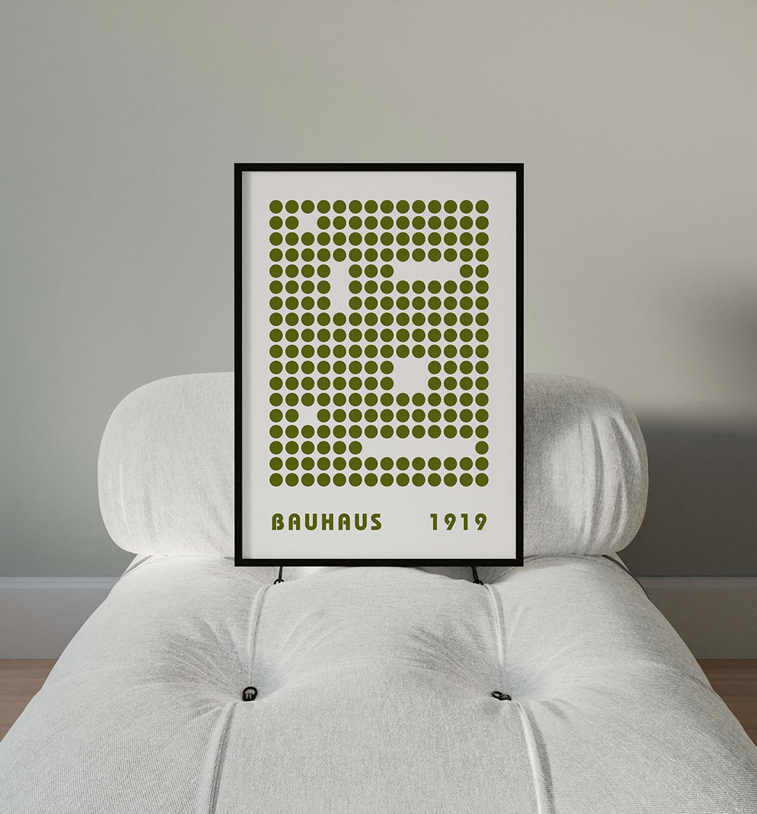 Puntpatroon en typografie – moderne Bauhaus wandkunst als poster
