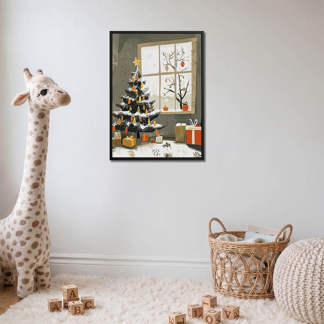Kerstboom en cadeaus – moderne staande wandkunst