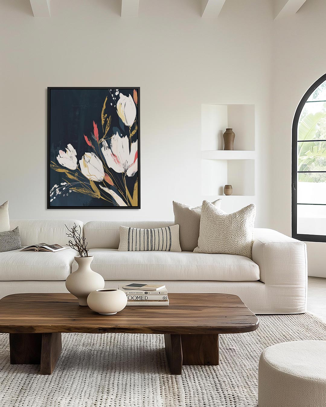 Bloemrijke compositie – moderne staande wandkunst