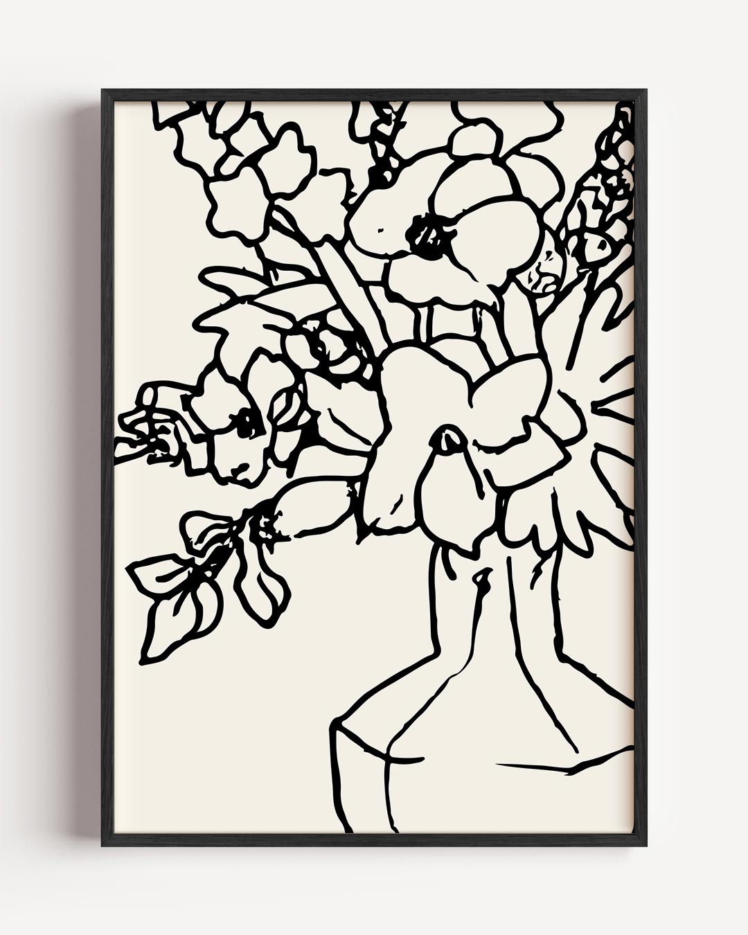 Stijlvolle Bloemenlijntekening – keuken portret poster als wanddecoratie