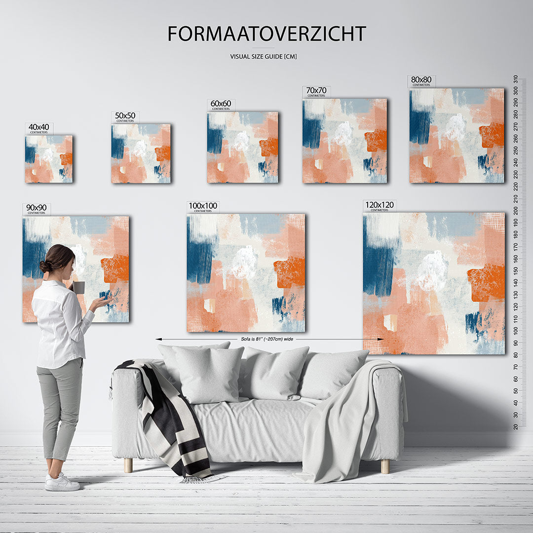 Kleurrijke vegen compositie kunstwerk – materiaalweergave – dit werk toont een dynamische mix van vegen en patronen in blauw
