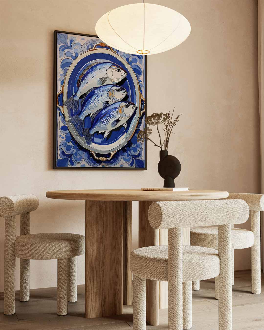 Blauwvis Vibes – canvas wanddecoratie in portret formaat