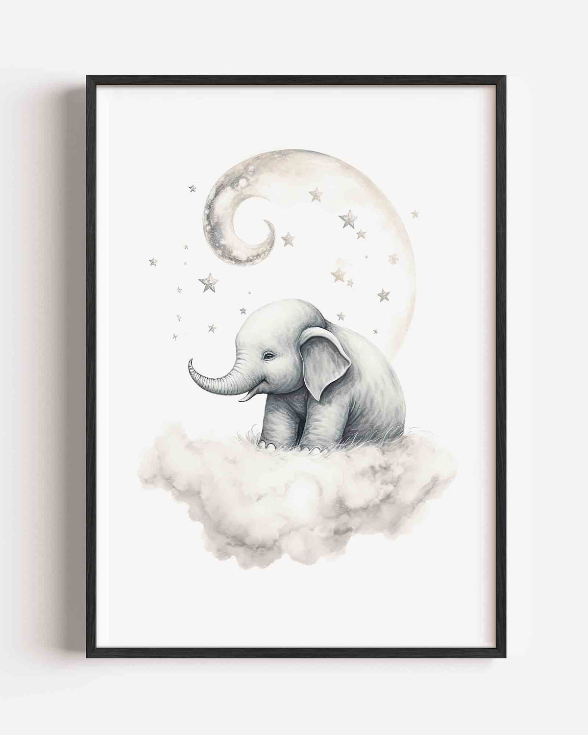 Olifant op wolk – kids portret poster als wanddecoratie