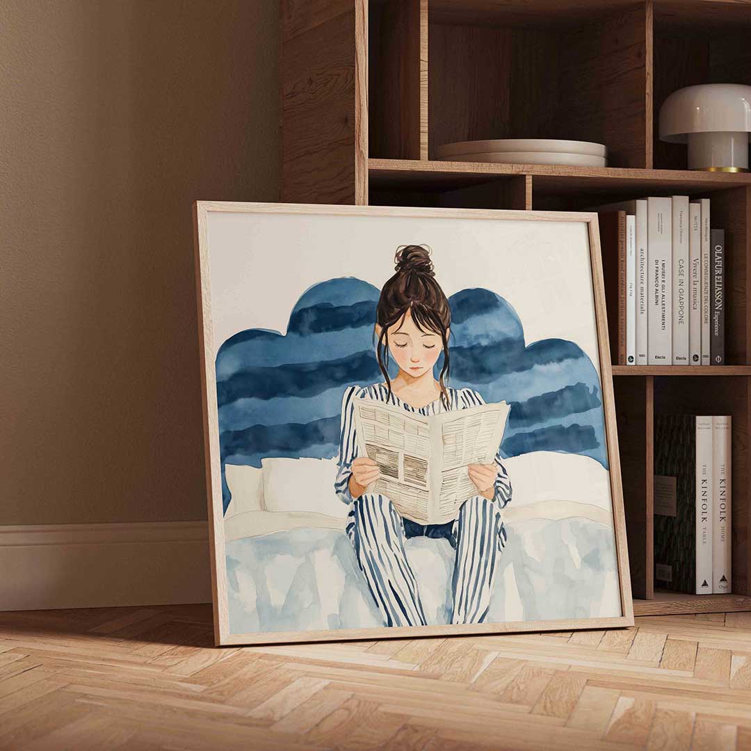 Lezend meisje – vierkante moderne wanddecoratie van WallArtistic