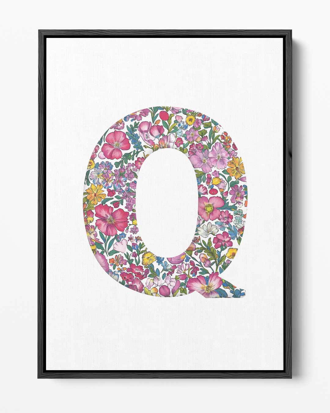 Bloemenletter Q – portret kunstwerk als wanddecoratie