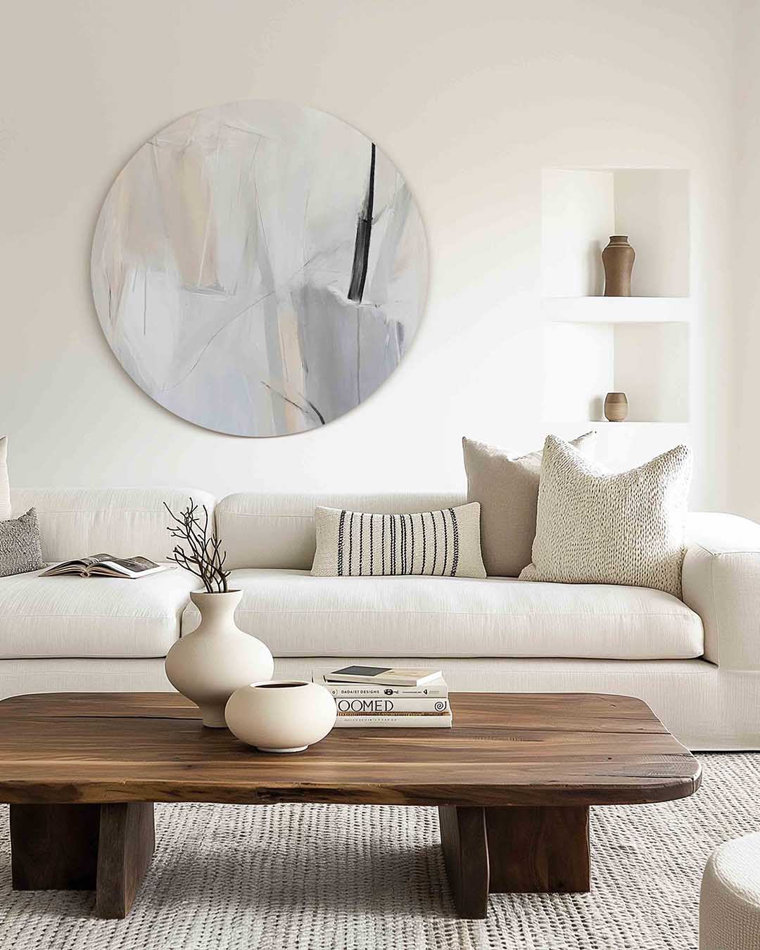 Abstracte vormen – muurcirkel met kleur en vormen voor aan de muur