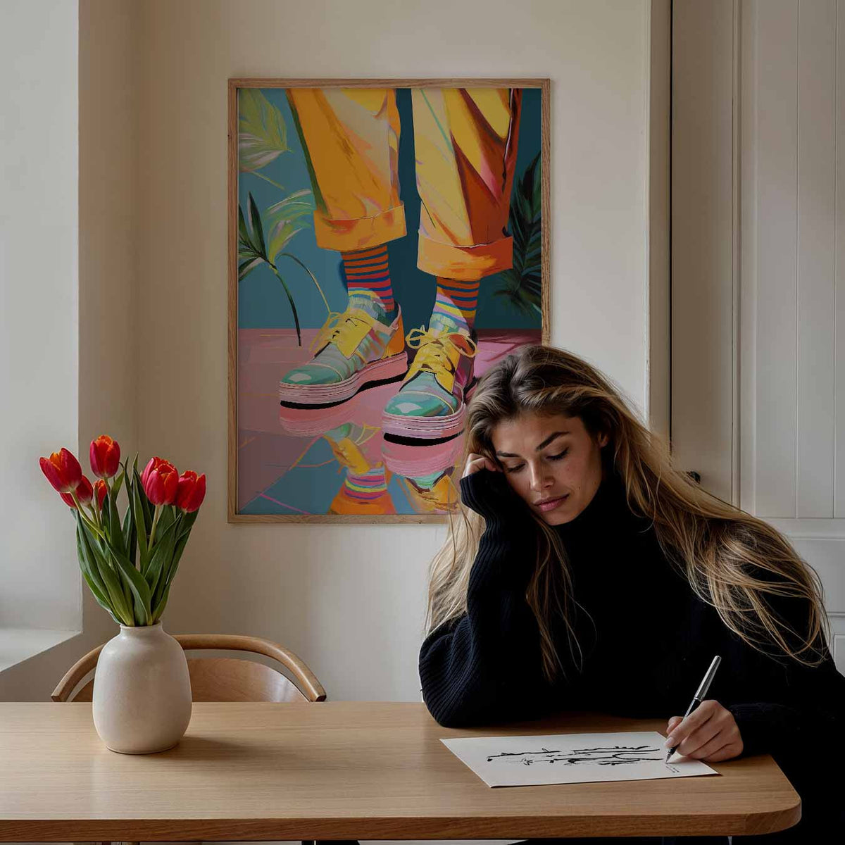 Vrolijke Sneaker Vibes – Popart poster als moderne urban wanddecoratie