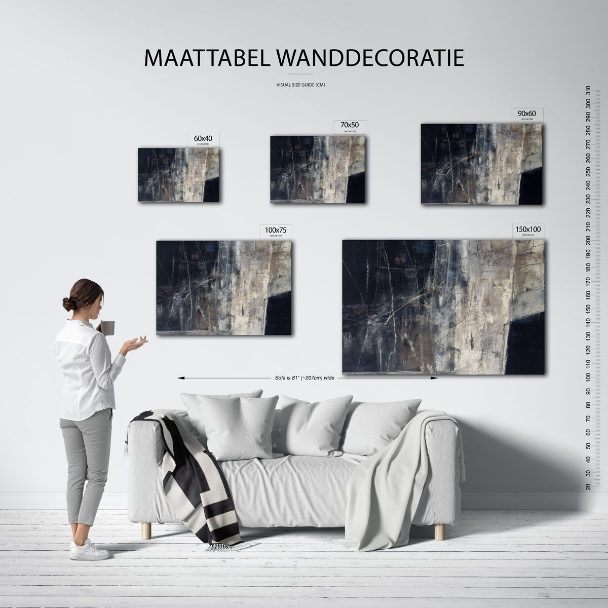 Gelaagde structuren – Abstract kunstwerk – moderne liggende wandkunst