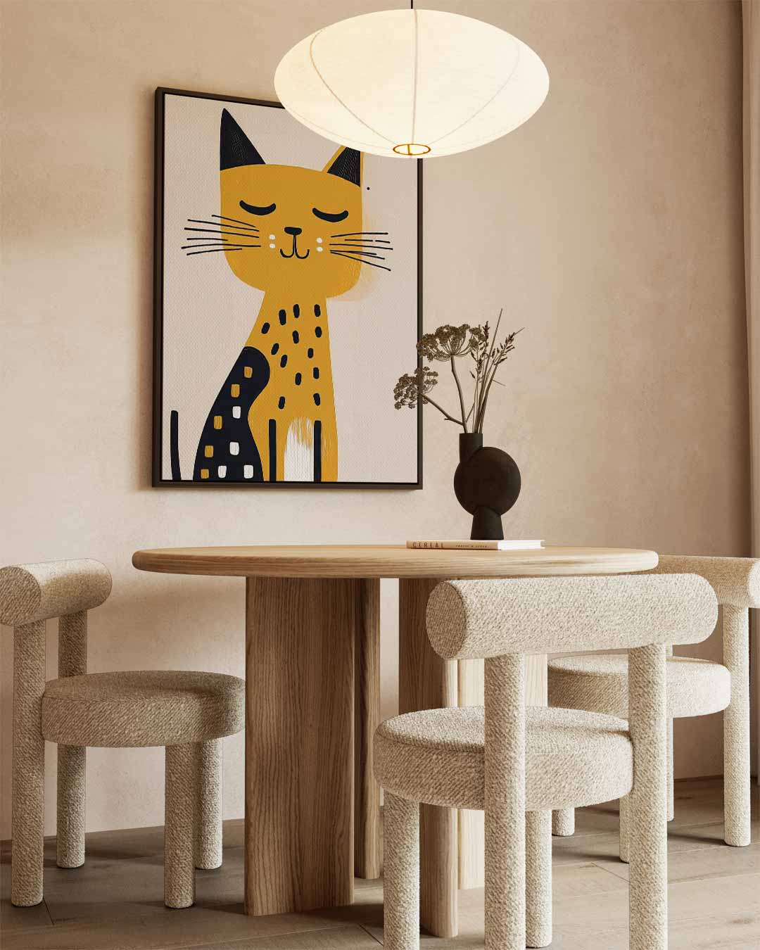 Slapende Kat Kunstprint – staand kunstwerk voor modern interieur