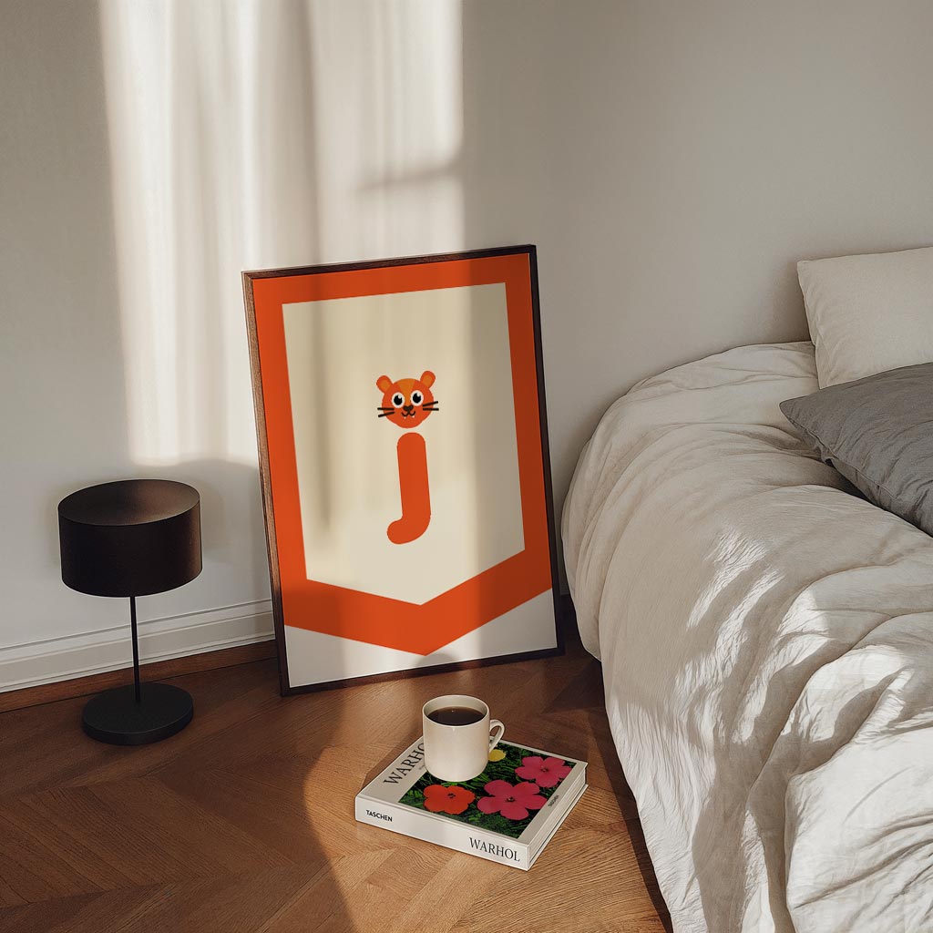 Speelse Tijger Letterposter – kinderposter in staand formaat