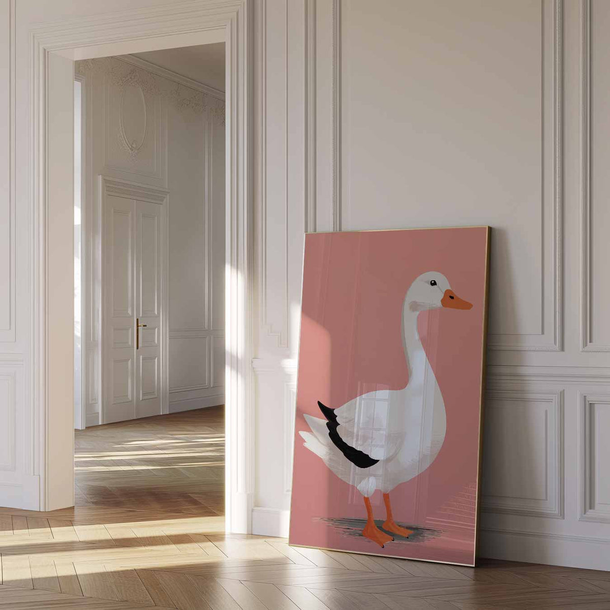 Elegante Gans Illustratie – dierenposter als moderne staande wanddecoratie