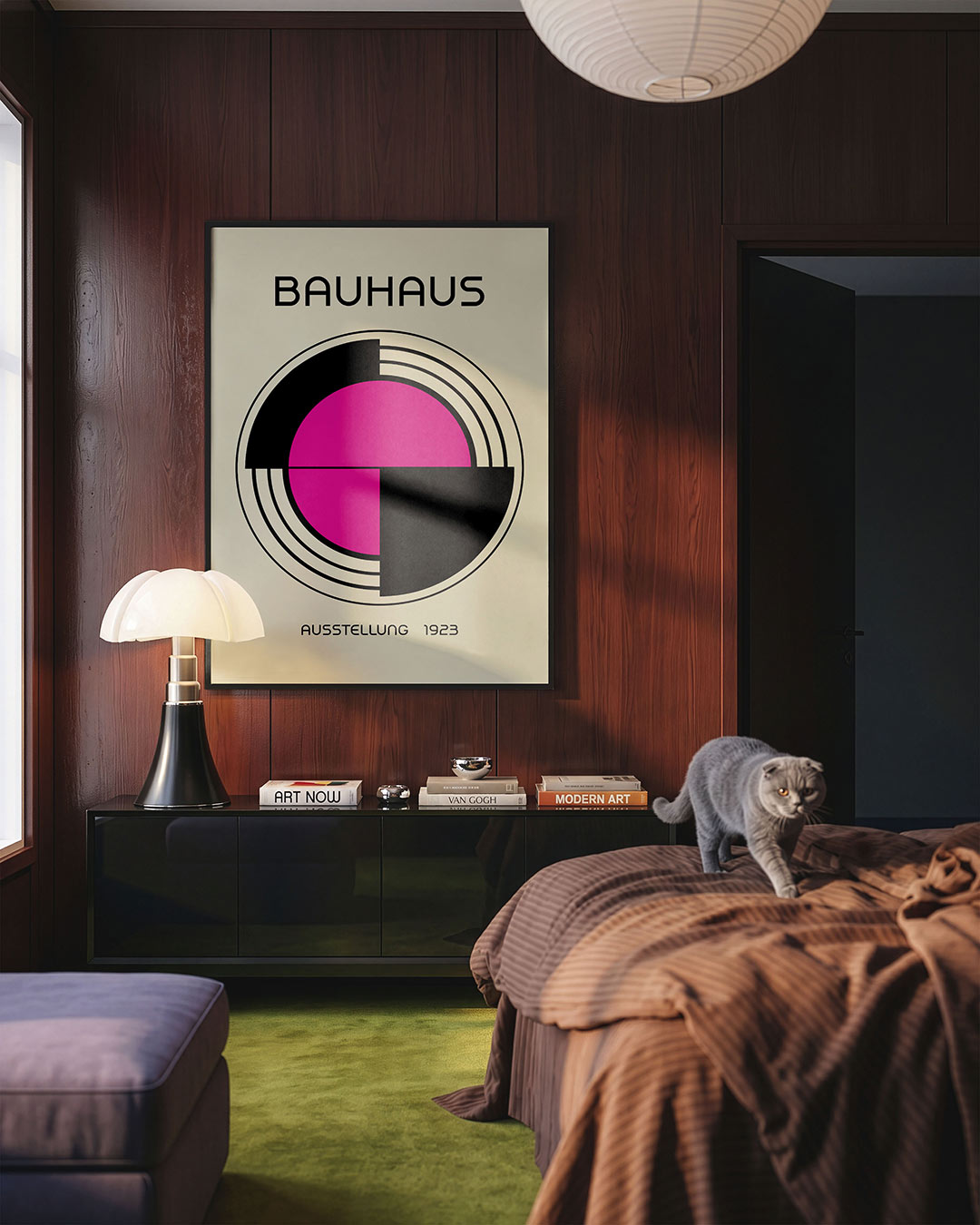 Cirkelvormen en lijnen – geometrische Bauhaus poster in staand formaat
