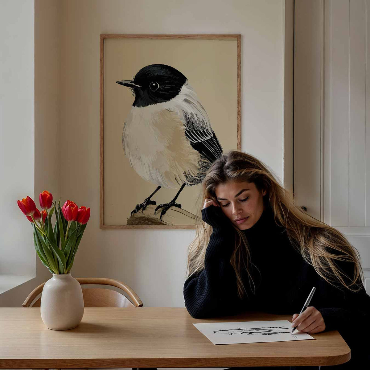 Charmante Vogelsilhouet – staande dieren wanddecoratie van WallArtistic