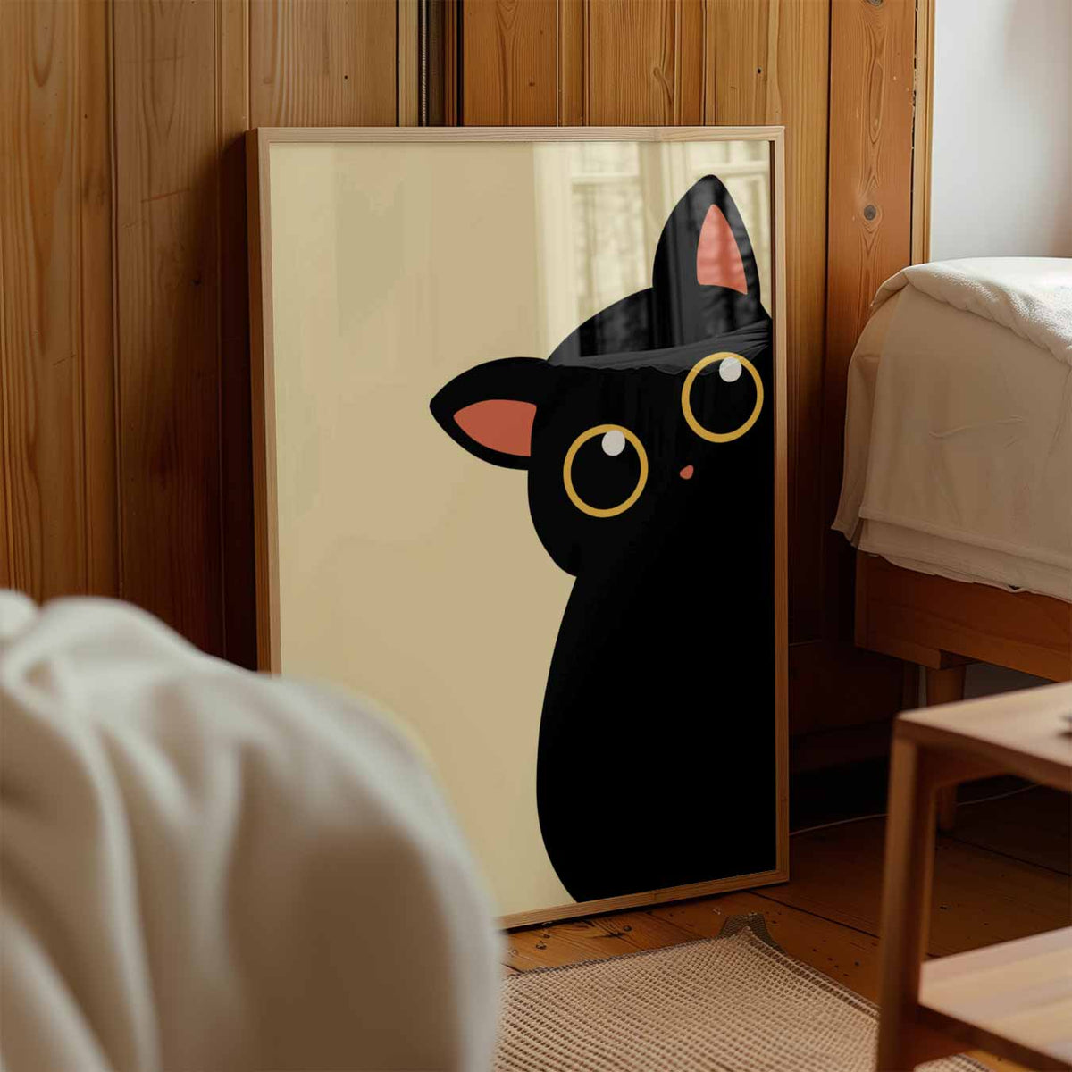 Schattige Kat in Minimalistisch Design – kinderposter in staand formaat